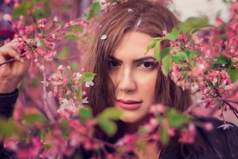 ženy, model, portrét, květiny, Červené, fotografování ženy, model, portrét, květiny, Červené, fotografování