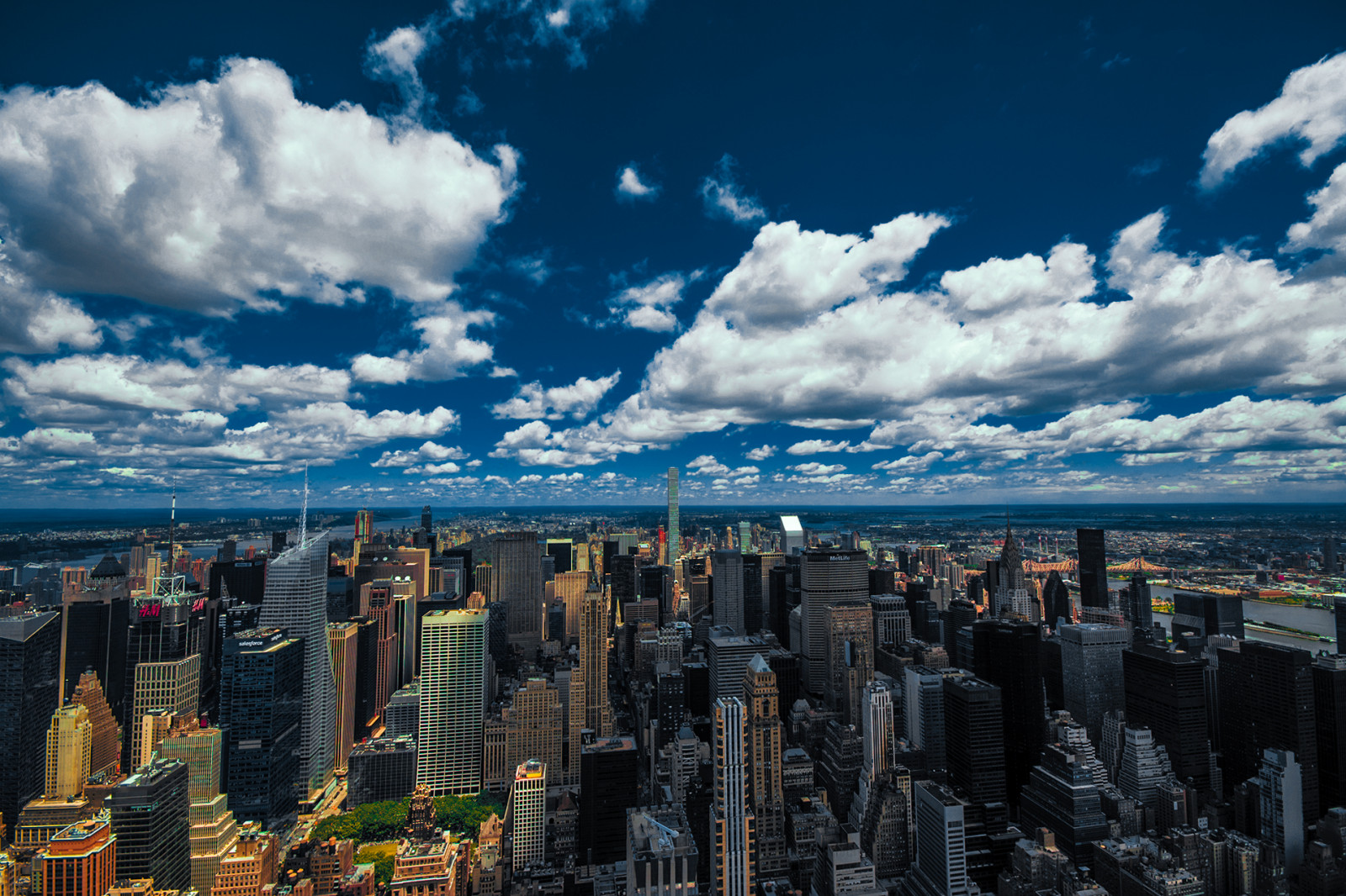 Wallpaper Kota New York, Amerika Serikat, horison, biru, pencakar