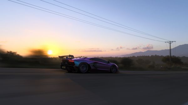 Forza Horizon 5, BMW, moschino, Lamborghini, sunset, Nvidia RTX