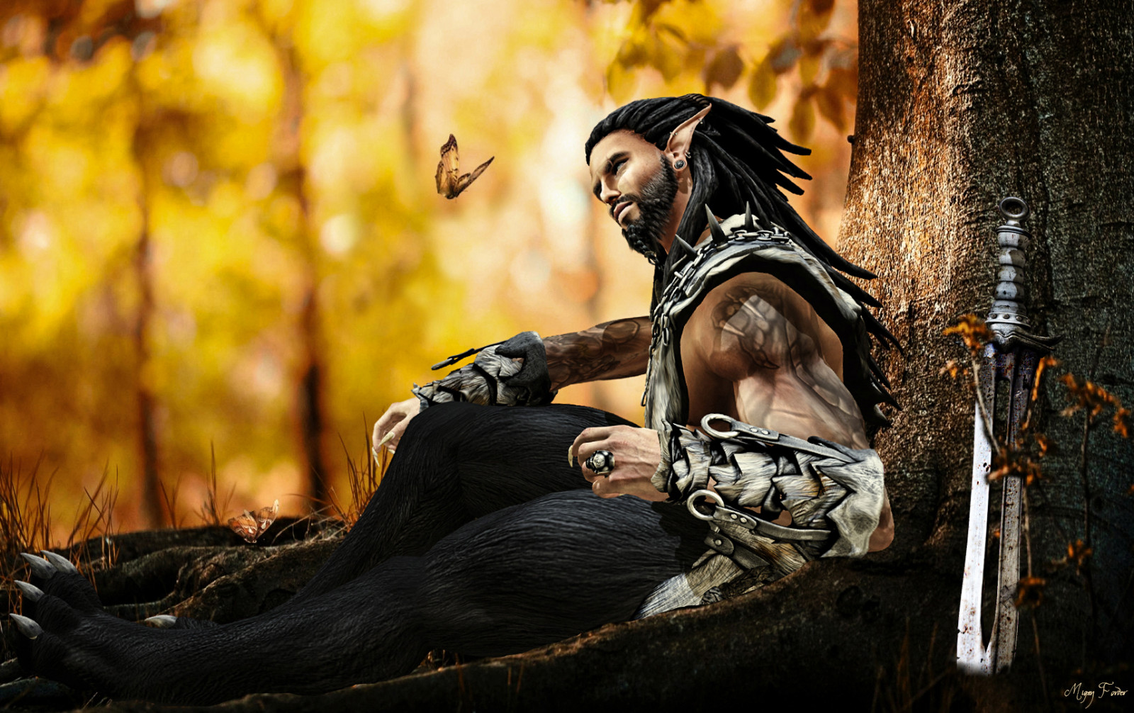 motýl, mír, elf, fantazie, meč, bojovník, Lycan, pfcstore