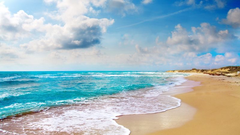 sollys, hav, Bugt, kyst, sand, himmel