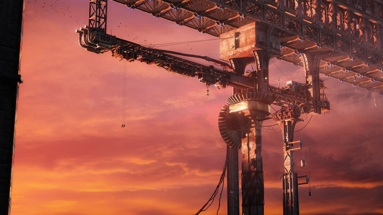digitální umění, západ slunce, večer, most, Garry je Mod, Half Life 2, elektřina, Snímek obrazovky, průmysl, ropa, naftové pole