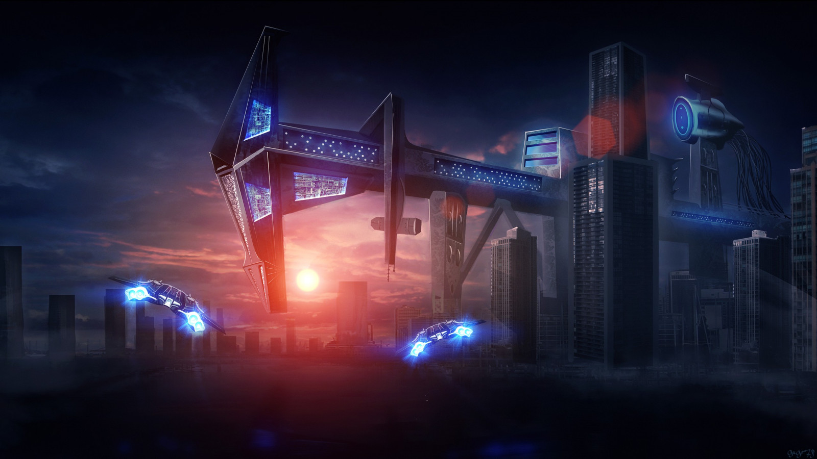 noc, modrý, večer, sci-fi, slunce, kosmická loď, světlo, fáze, tma, Snímek obrazovky, Atmosféra Země