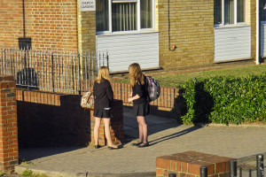 Redhead Teen Sitting Nude On Sidewalk