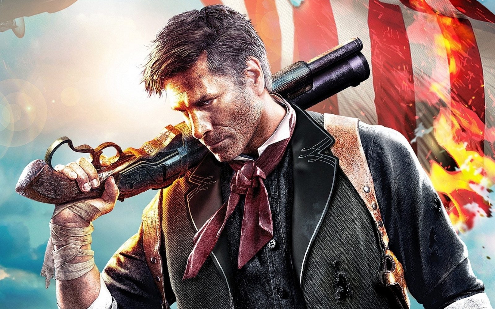 hudba, hudebník, BioShock, BioShock Infinite, kytarista, zpěv, Booker DeWitt, představení, koncert, performance