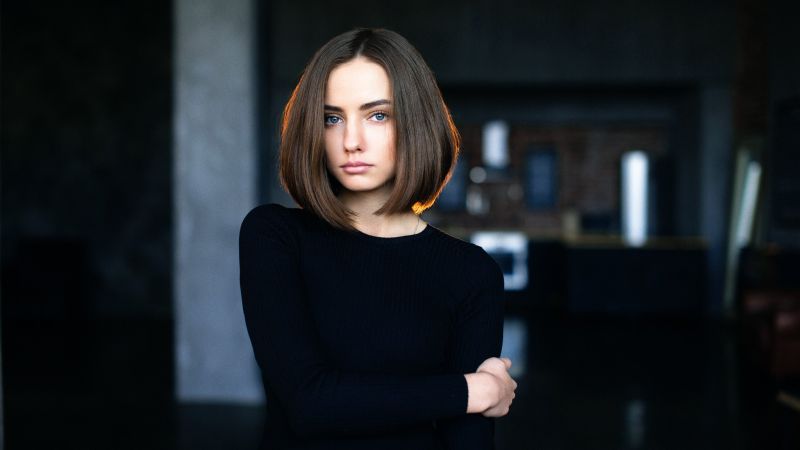 noir, femmes, visage, maquette, portrait, mode