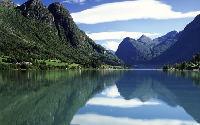 landscape, lake, nature, reflection, river, fjord landscape, lake, nature, reflection, river, fjord