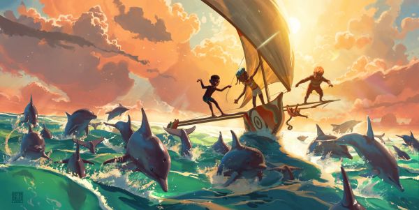 Victor Sales,digital art,fantasy art,water,ArtStation,dolphin
