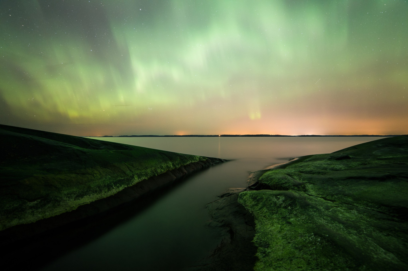 sollys, landskab, hav, nat, natur, afspejling, grøn, morgen, horisont, atmosfære, skumring, Aurora, lys, Sky, daggry, atmosfærisk fænomen