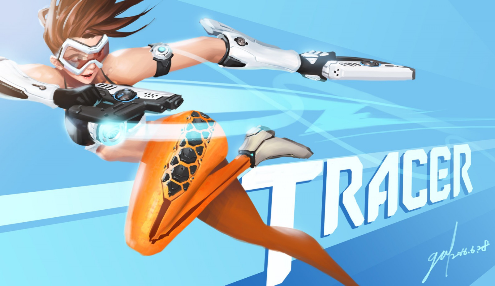 sportovní, anime, skákání, kreslená pohádka, Overwatch, Tracer Overwatch, zimní sport, bruslení