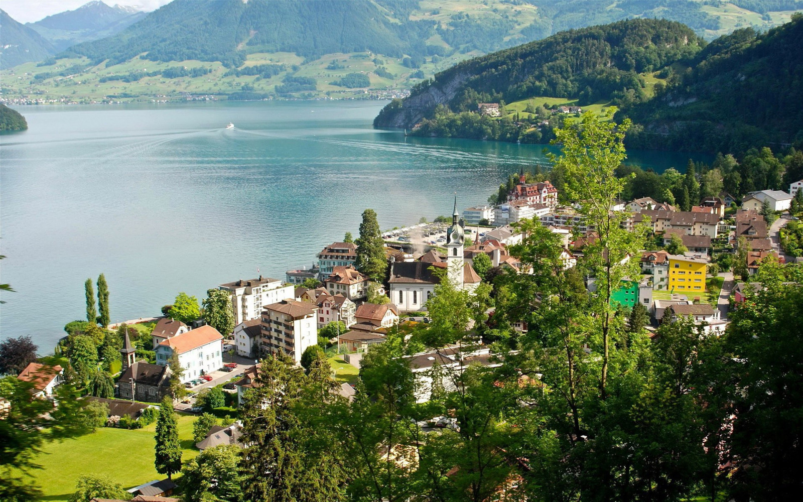 krajina, hory, moře, město, záliv, jezero, voda, nebe, mraky, Cestovní ruch, vesnice, pobřeží, město, fjord, dovolená, hora, geografický rys, letecké snímkování, pohoří
