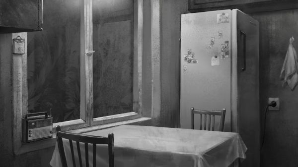 horror,Tiny Bunny,monochrome,Russia,house