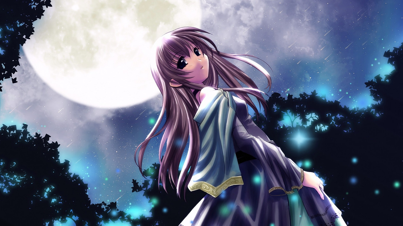 Hình nền : hình minh họa, Anime cô gái, Mặt trăng, Ảnh chụp màn hình