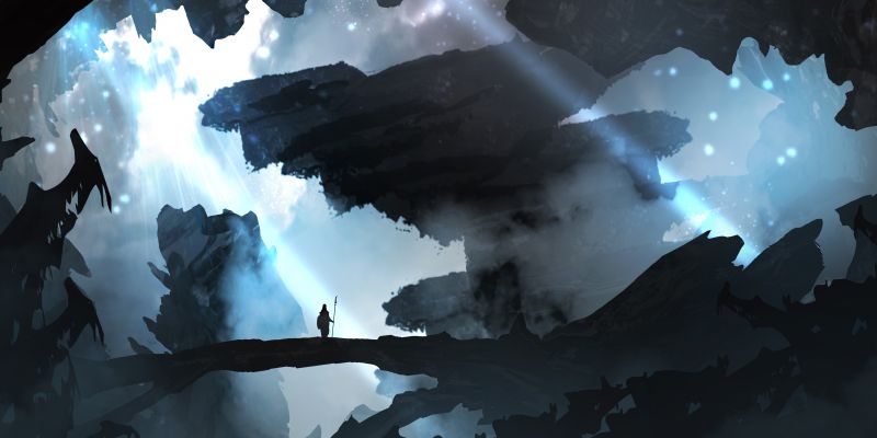 fantasy art, cave, Formation, screenshot, landscape, blue fantasy art, cave, Formation, screenshot, landscape, blue