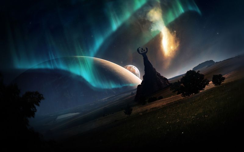 landscape, digital art, fantasy art, night, nature, space landscape, digital art, fantasy art, night, nature, space