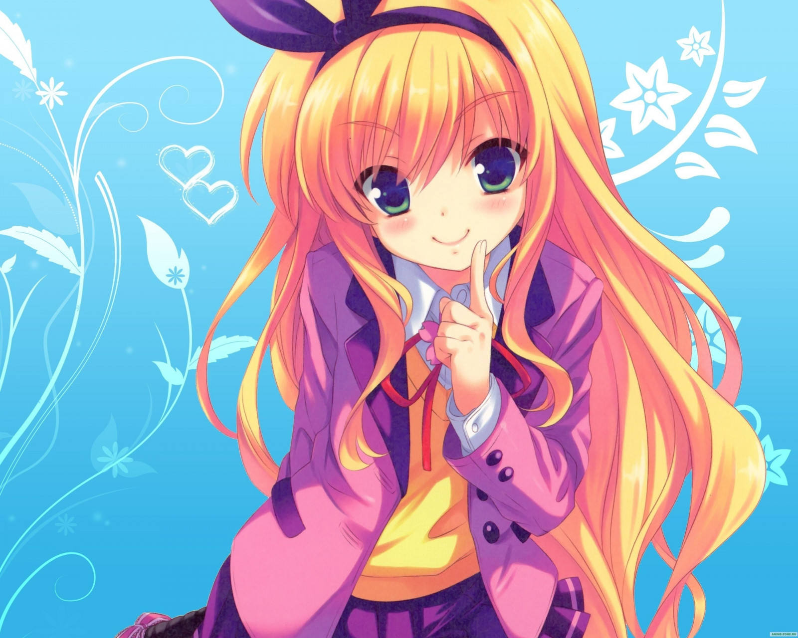 illustrazione, bionda, capelli lunghi, anime, anime girls, occhi verdi, cartone animato, MM, Isurugi Mio, mangaka