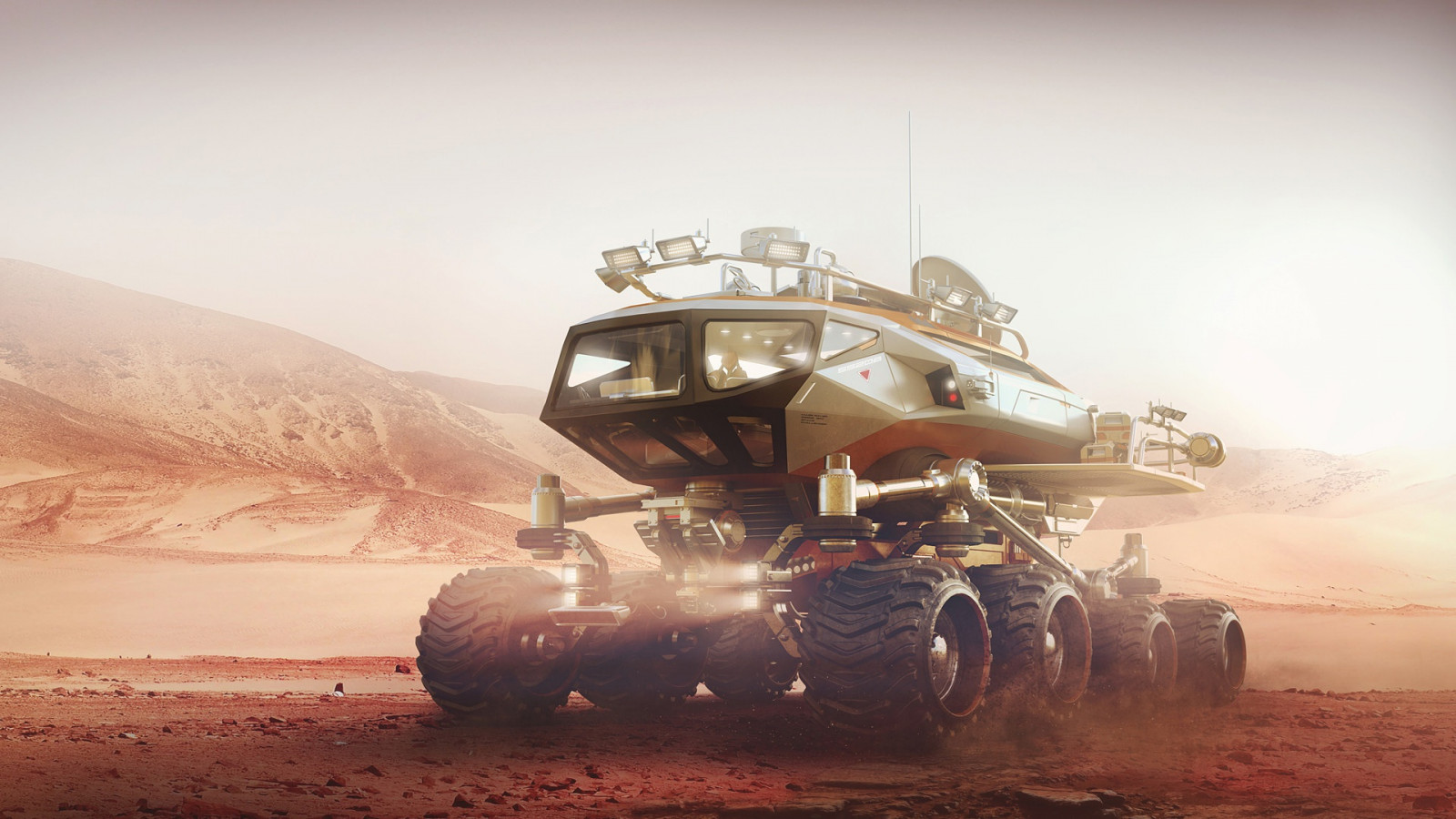 Science-Fiction, Planet, digitale Kunst, Kunstwerk, Fahrzeug, futuristisch