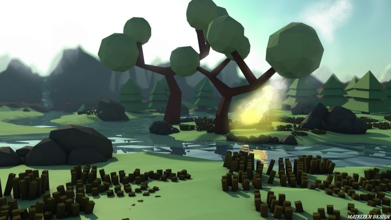 stromy, krajina, les, digitální umění, ilustrace, hory stromy, krajina, les, digitální umění, ilustrace, hory