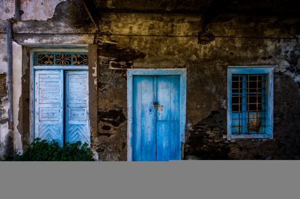 colorful, window, wall, house, blue, Greek