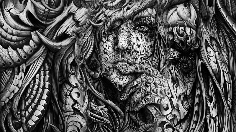 white, black, digital art, face, drawing, women white, black, digital art, face, drawing, women