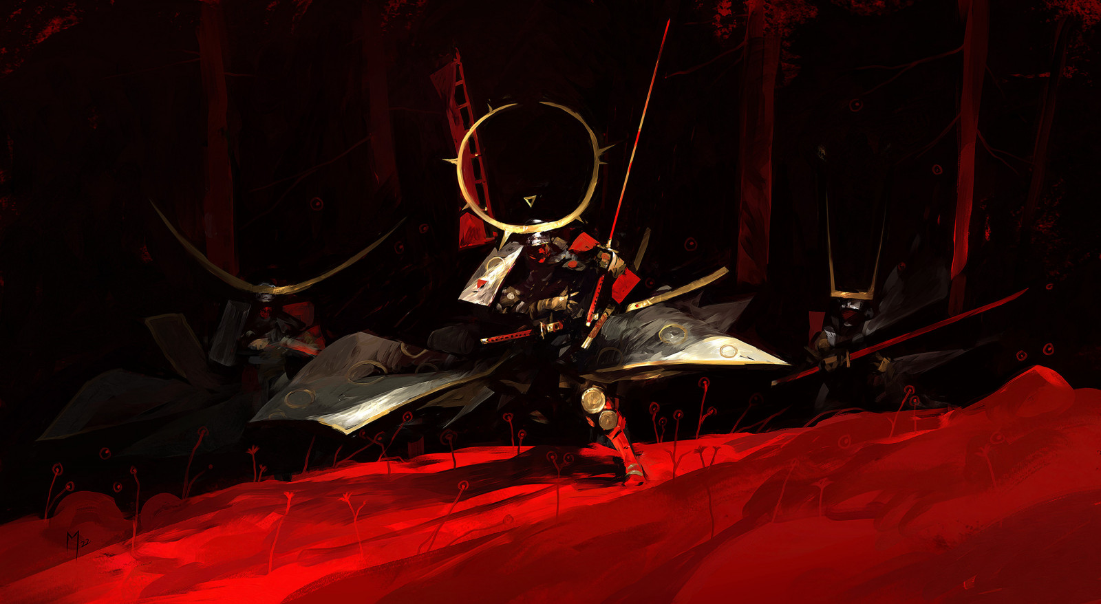 Dominik Mayer, opera d'arte, Fantasy art, samurai, spada