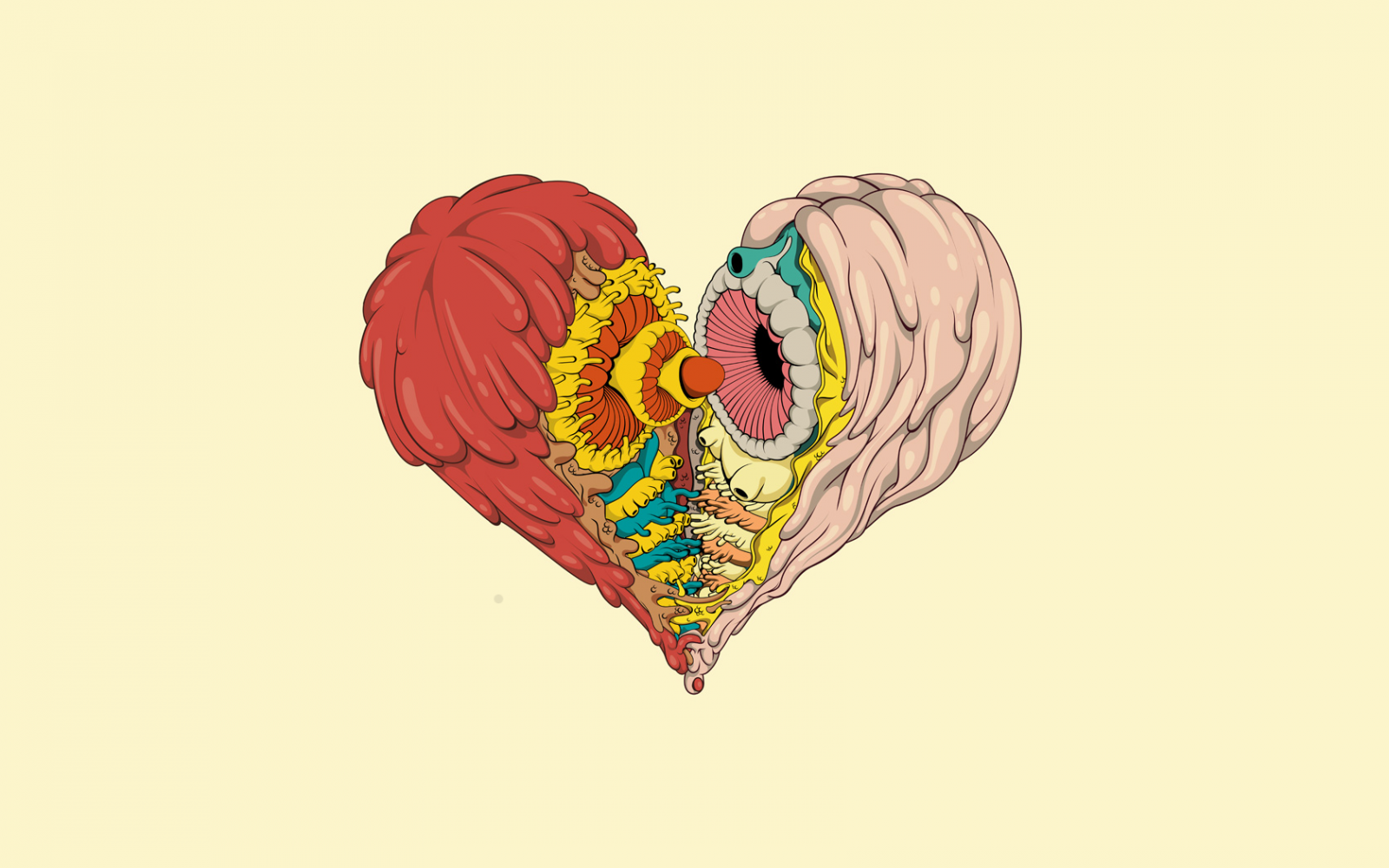 psychedelic, barvitý, srdce, minimalismus, umělecká díla, jednoduché pozadí