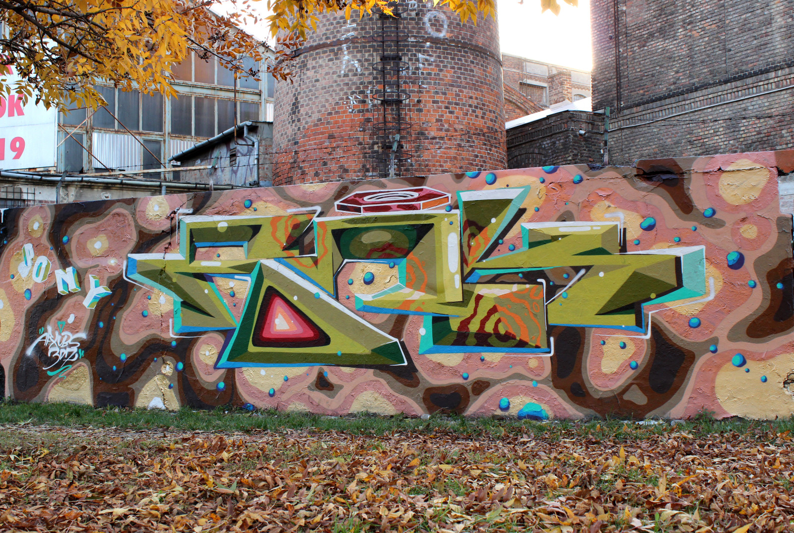 væg, grøn, tank, gaffel, graffiti, gadekunst, Budapest, Ungarn, Flyve, vægmaleri, spray, KUNST, træ, grafisk, rekreation, optisk, illusion, camo, gyldige, UBS, AFX, 307, sw307, visual arts