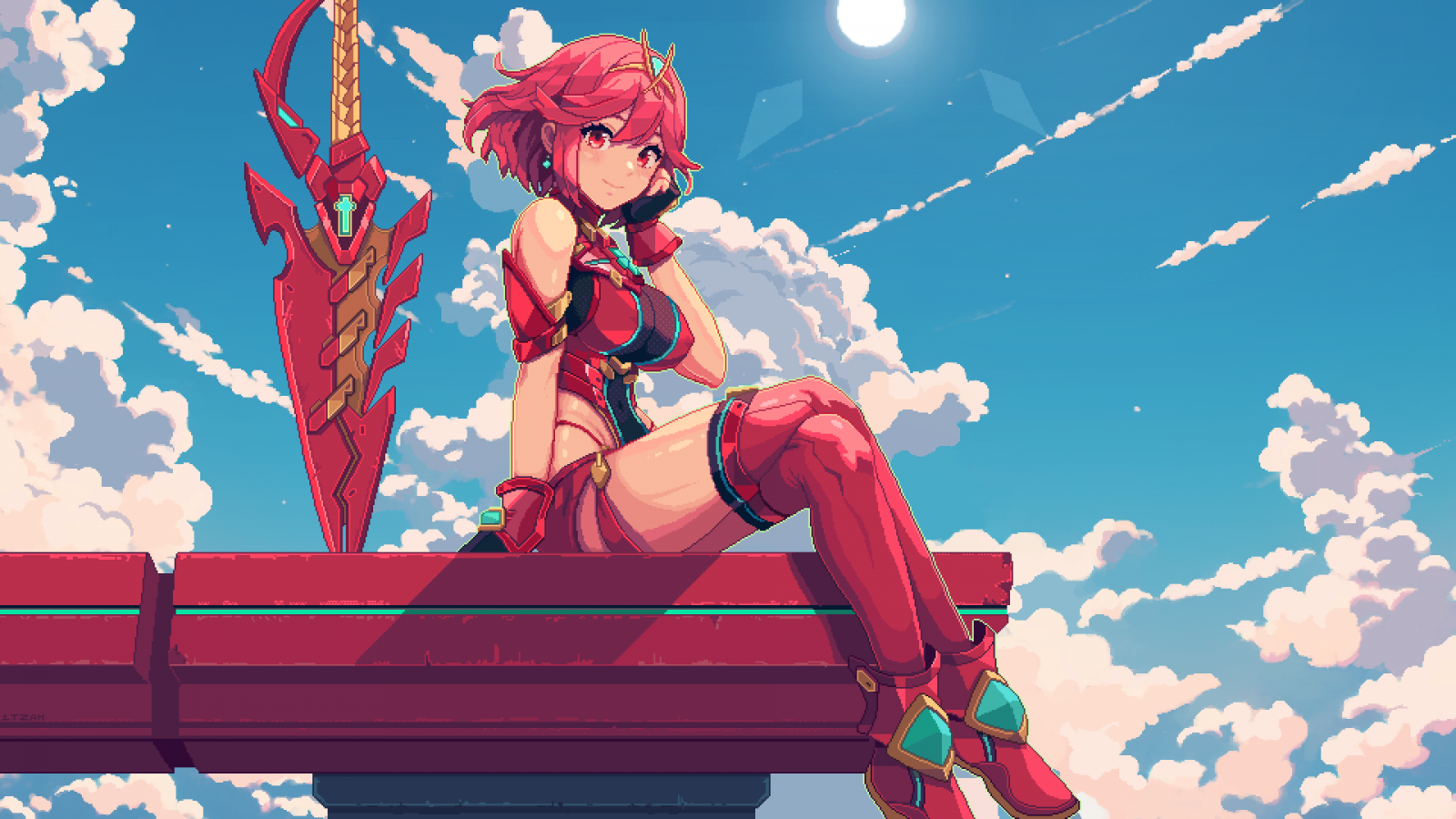 Xenoblade krøniker 2, Homura Xenoblade 2, anime, Pixel kunst, 1TZAH