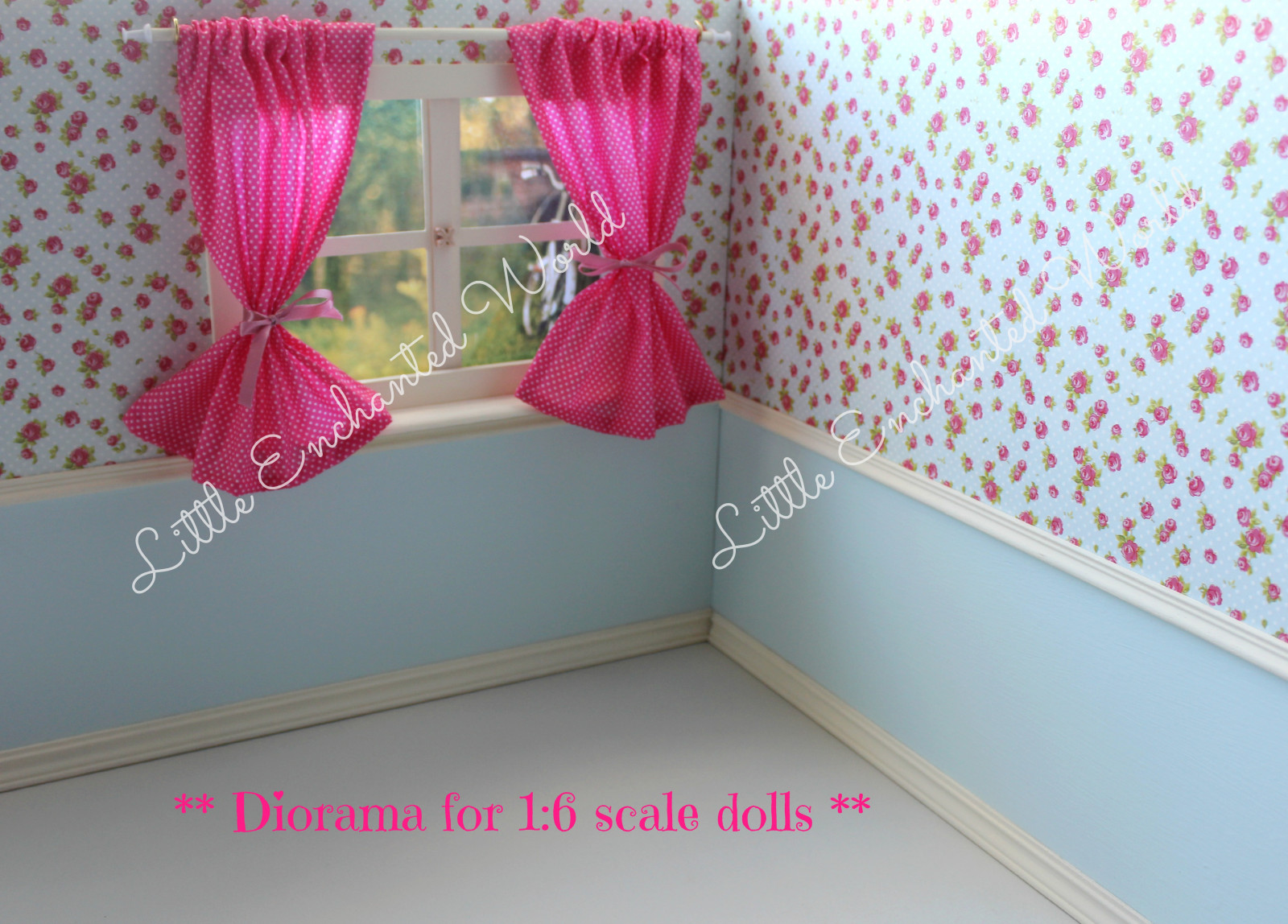 růžový, roztomilý, nábytek, podrobnosti, puntíky, pullip, vyrobeno mnou, série obrazů, babyblue, Blyhe, Roombox, 16scaledolls, Littleenchantedworld