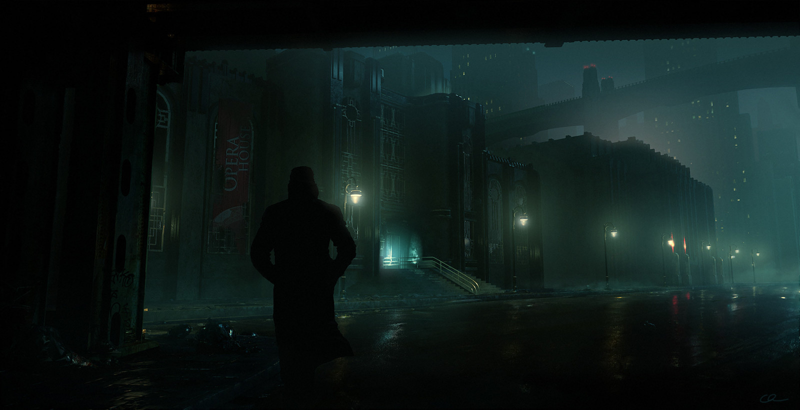 umělecká díla, digitální, Sonja Christoph, déšť, noc