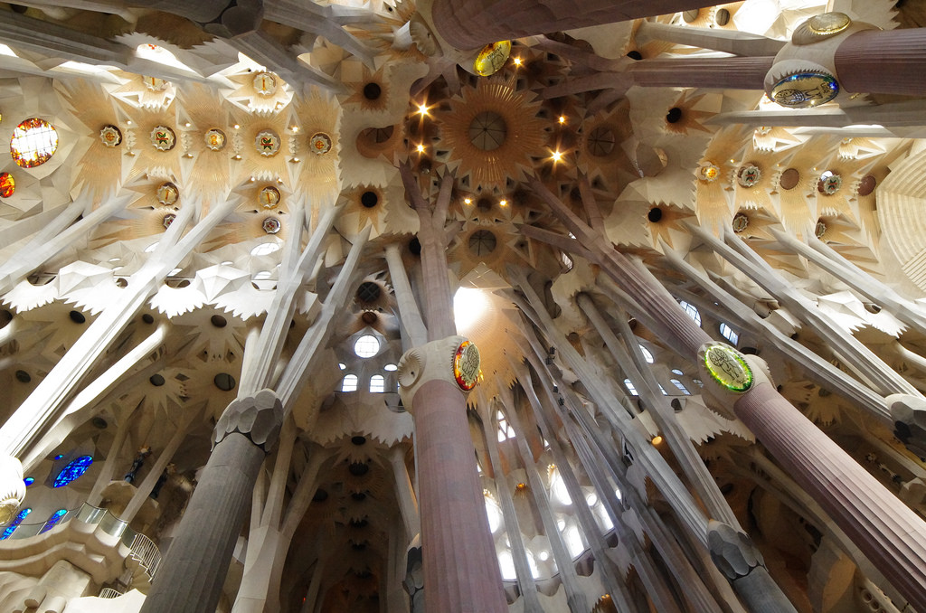 město, modrý, stromy, světlo, nebe, městský, slunce, budova, UMĚNÍ, kostel, Příroda, barvy, nahoru, Sluneční svit, familia, kámen, architektura, Páni, objektiv, hvězdy, velký, vysoký, Španělsko, konstrukce, katolík, záře, katedrála, pentax, římský, víra, náboženství, sloupce, velký, velký, široký úhel, mezník, centrum, struktura, strop, nosník, espana, architekt, španělština, džungle, světlice, křesťanství, Sagrada Família, baldachýn, výšky, sagrada, výška, impozantní, katalánština, neúplný, Barceona, antonigaud, 14mm, Samyang, Bas licaitempleexpiatoridelasagradafam lia, k5iis