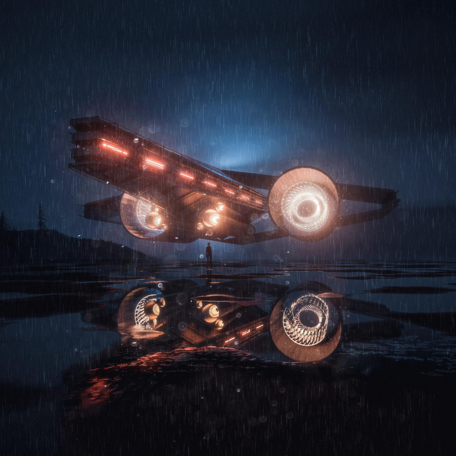 digitální umění, umělecká díla, futuristický, kosmická loď