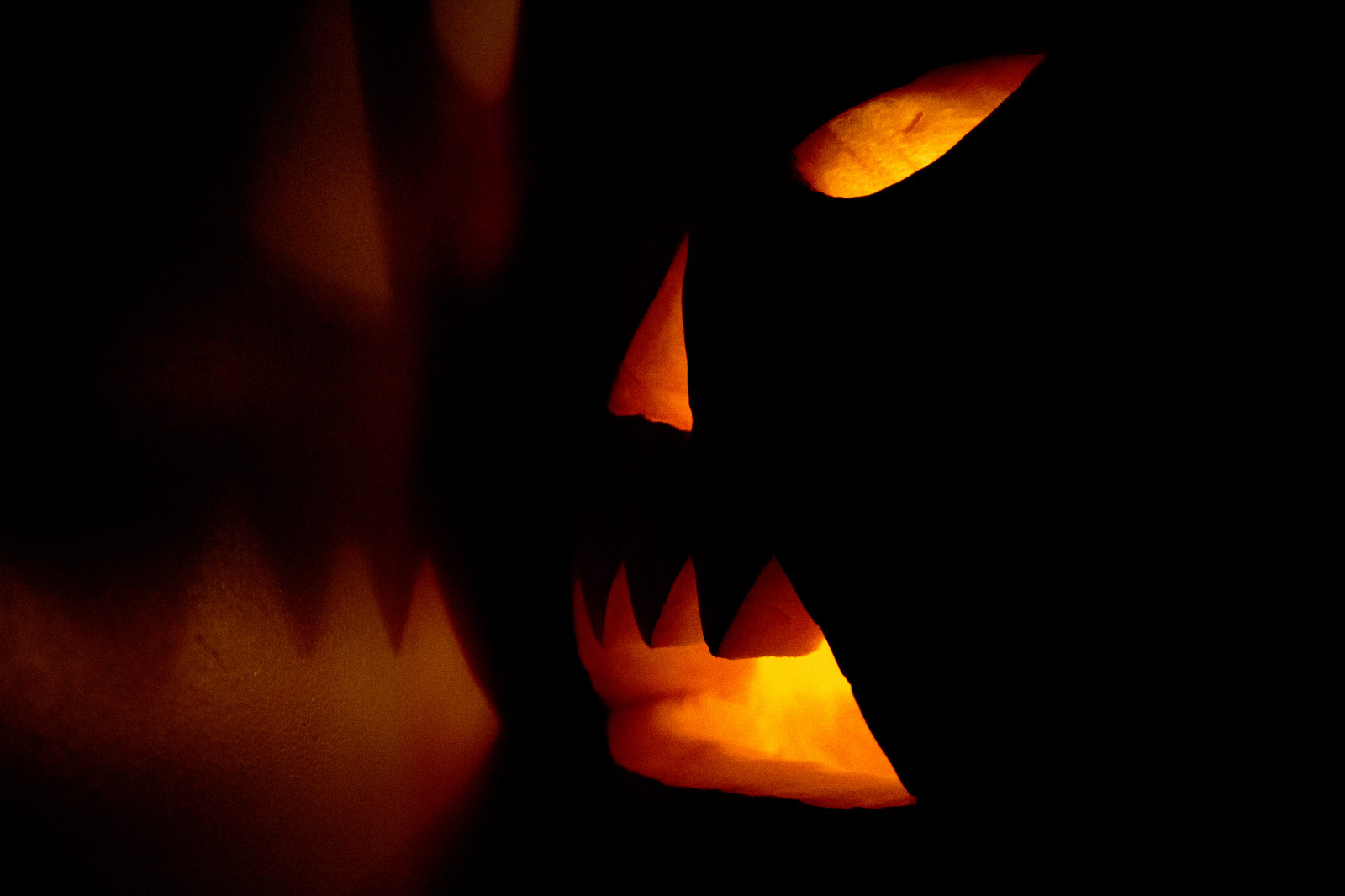 hőség, narancs, láng, sötétség, bezár, Halloween, Töklámpás, makró, háttérképként, csendélet fotózás, tök