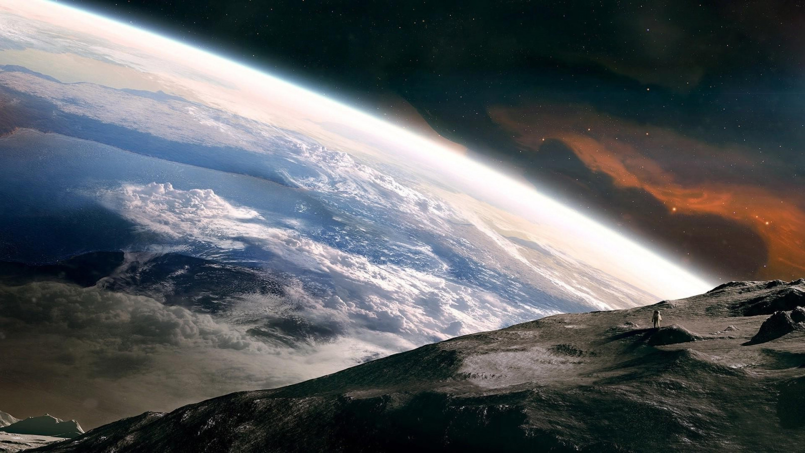 1920x1080 px, Země, Měsíc, prostor, kosmonaut