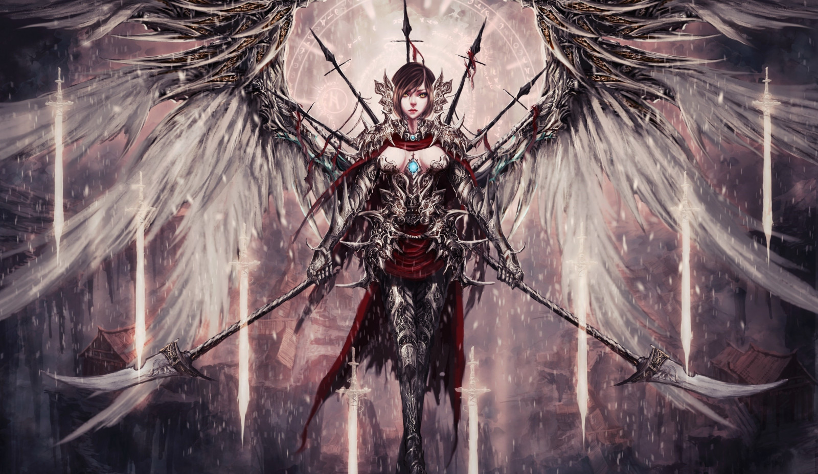 arta fantezie, anime, opera de arta, războinic, mitologie, întuneric, captură de ecran, tapet de calculator, caracter fictional