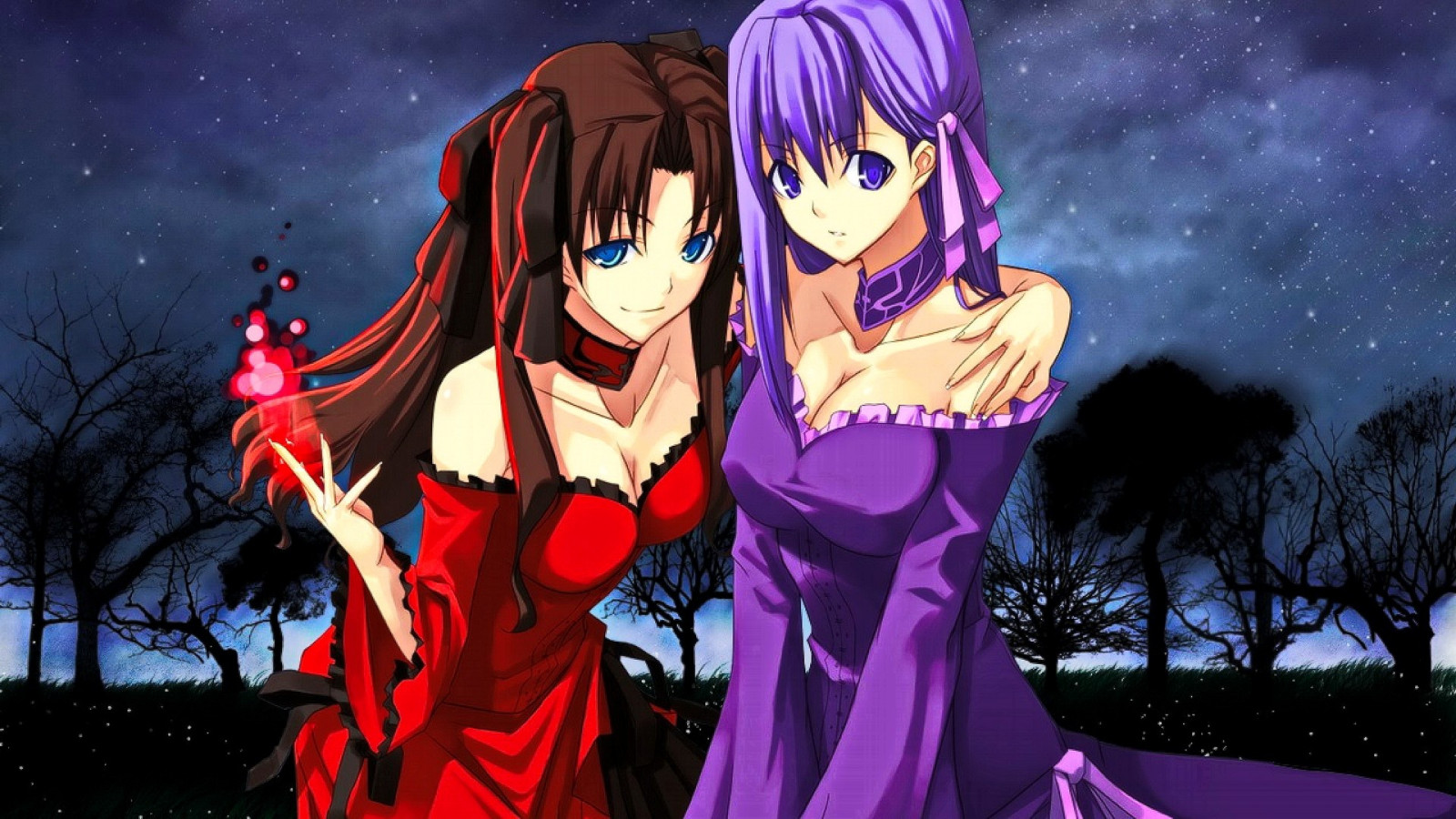 ilustrace, anime, anime dívky, Fate Stay Night, Tohsaka Rin, Matou Sakura, Snímek obrazovky, počítač tapeta, mangaka