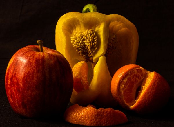 painting, food, red, pumpkin, closeup, macro