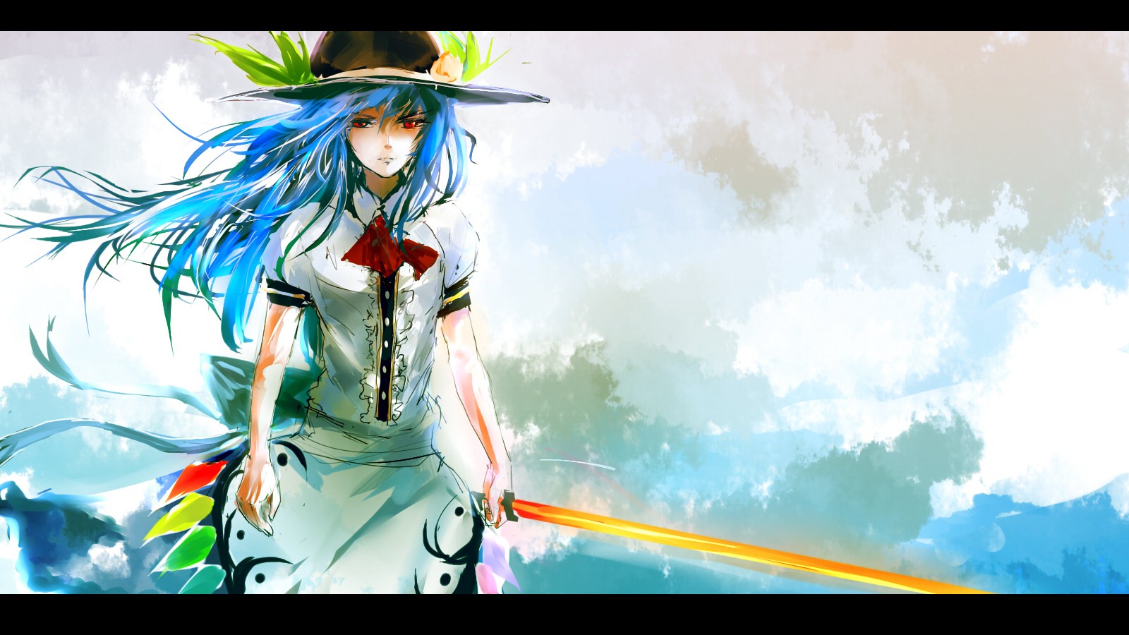 ภาพประกอบ, อะนิเมะ, สาวอะนิเมะ, Touhou, Hinanawi Tenshi, ภาพหน้าจอ, วอลล์เปเปอร์คอมพิวเตอร์