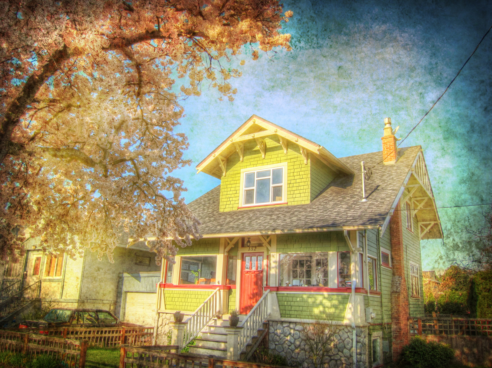 krajina, malování, okno, Příroda, budova, nebe, Dům, HDR, květ, jaro, chalupa, majetek, strom, podzim, list, domů, mezník, fasáda, tatot, vlastnictví, nemovitost, motat