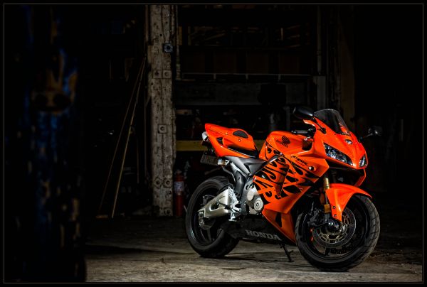 Honda, cbr, night, car, motorcycle, vehicle
