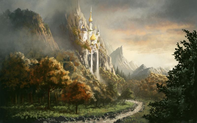 luce del sole, foresta, cascata, natura, disegno, montagne luce del sole, foresta, cascata, natura, disegno, montagne