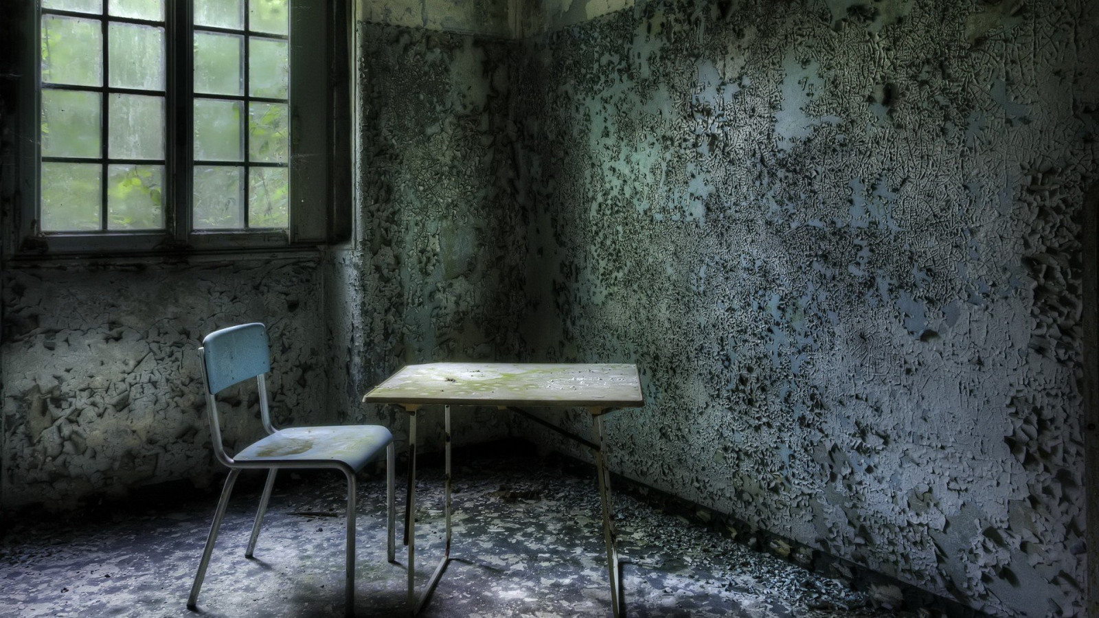 1920x1080 px, abandoned, chair, HDR, Interiors, room, table, walls, window