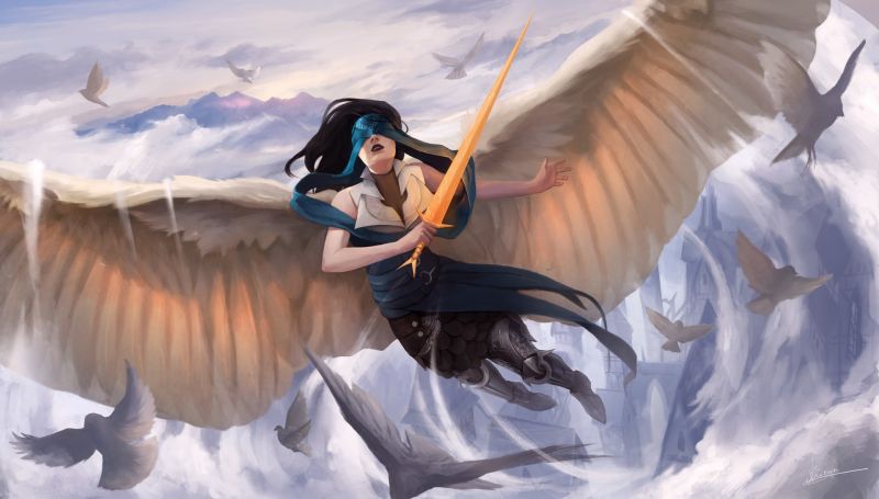 fantasy umění, anime, mytologie, křídlo, Snímek obrazovky, zima fantasy umění, anime, mytologie, křídlo, Snímek obrazovky, zima
