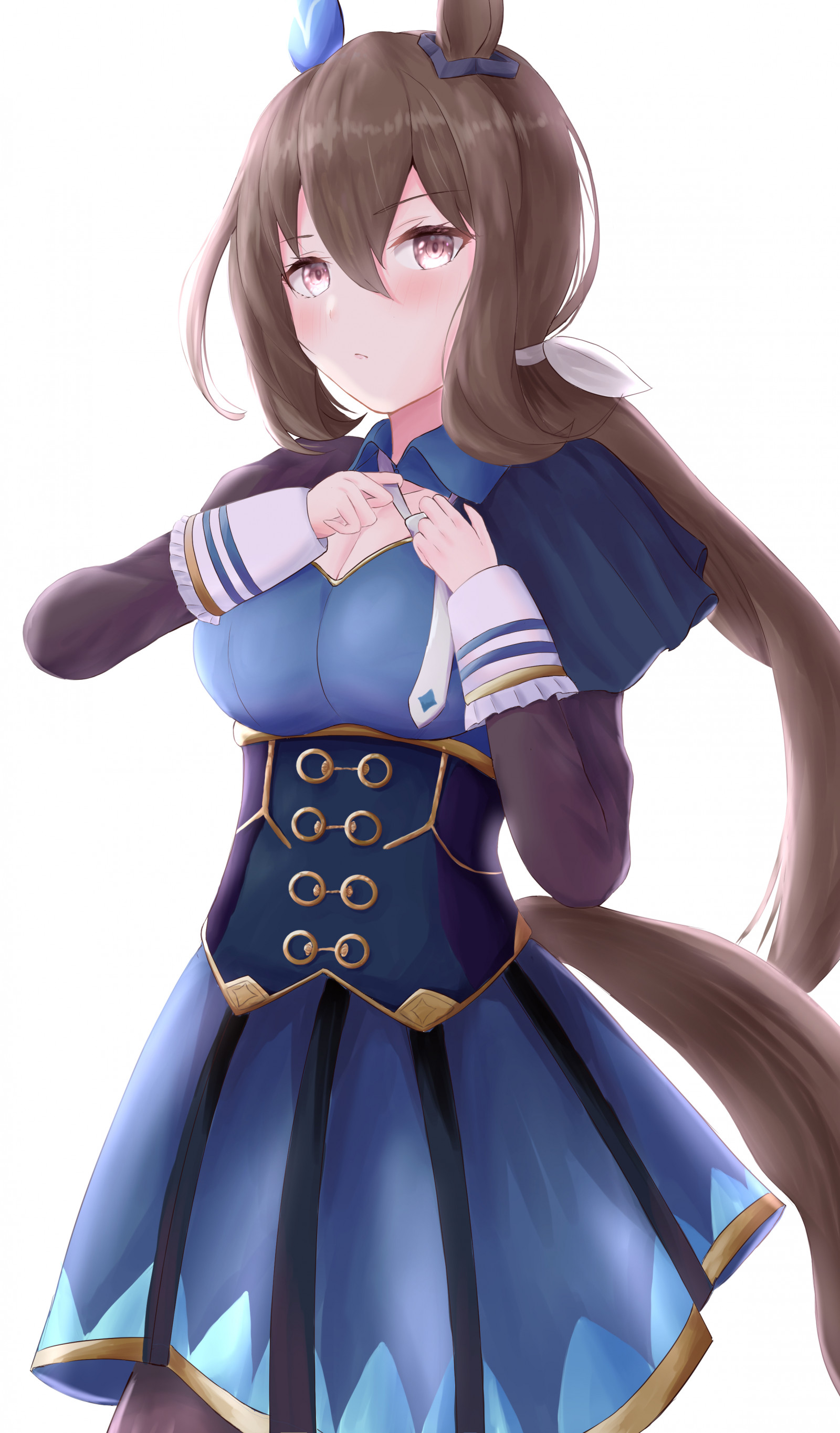 anime, animemeisjes, Uma Musume Pretty Derby, horse girls, dierlijke oren, Admire Vega Uma Musume, lang haar, brunette, solo, artwork, digitale kunst, fan art