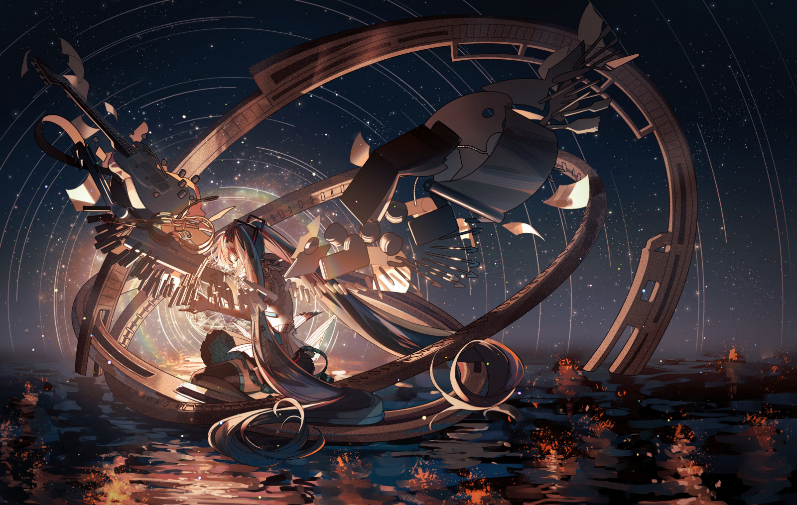 Wallpaper Hatsune Miku, guitar, space 4096x2600 ThisTriagonalSign 2271516 HD Wallpapers