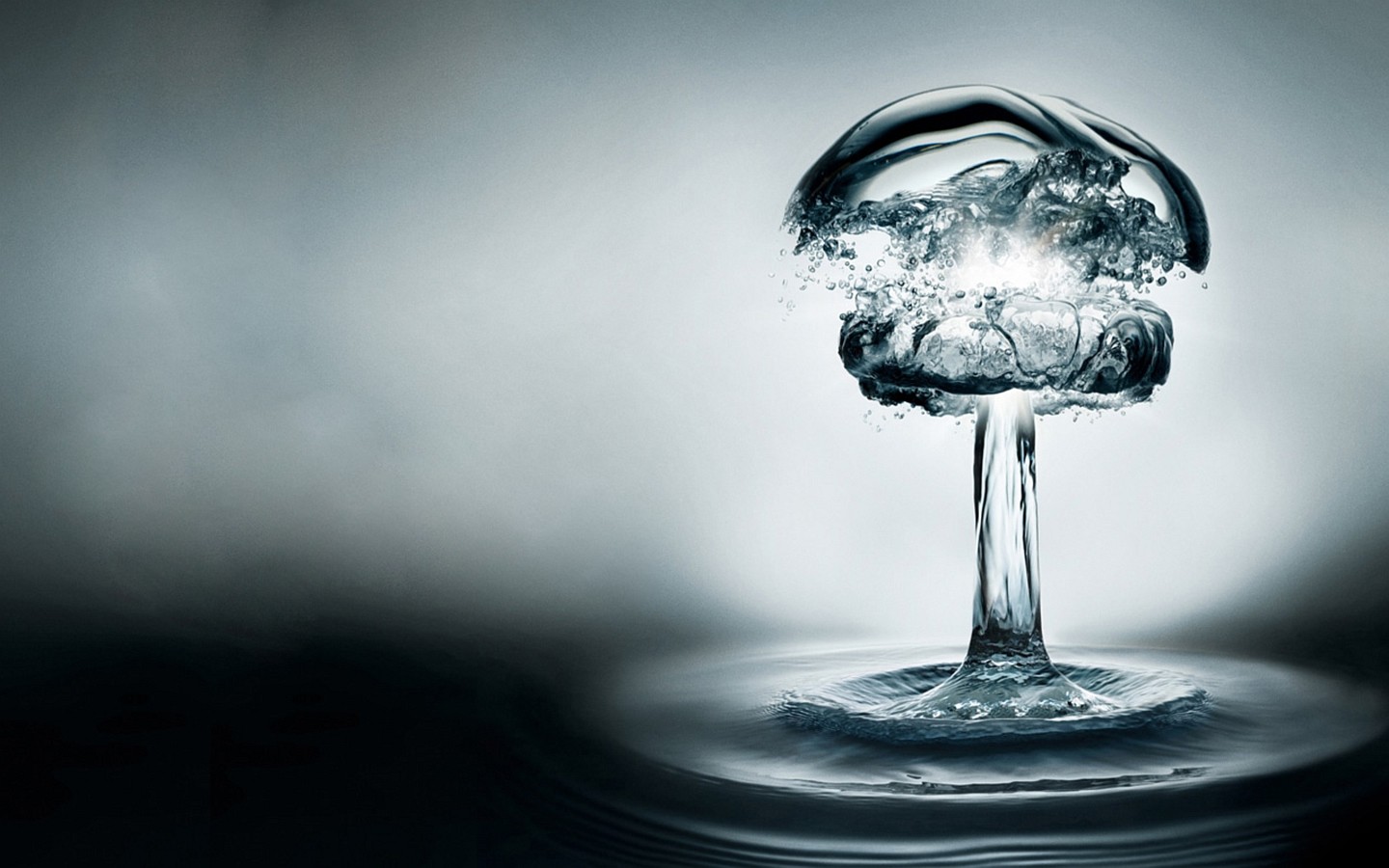 Wallpaper digital art, water, reflection, glass, liquid, atomic bomb