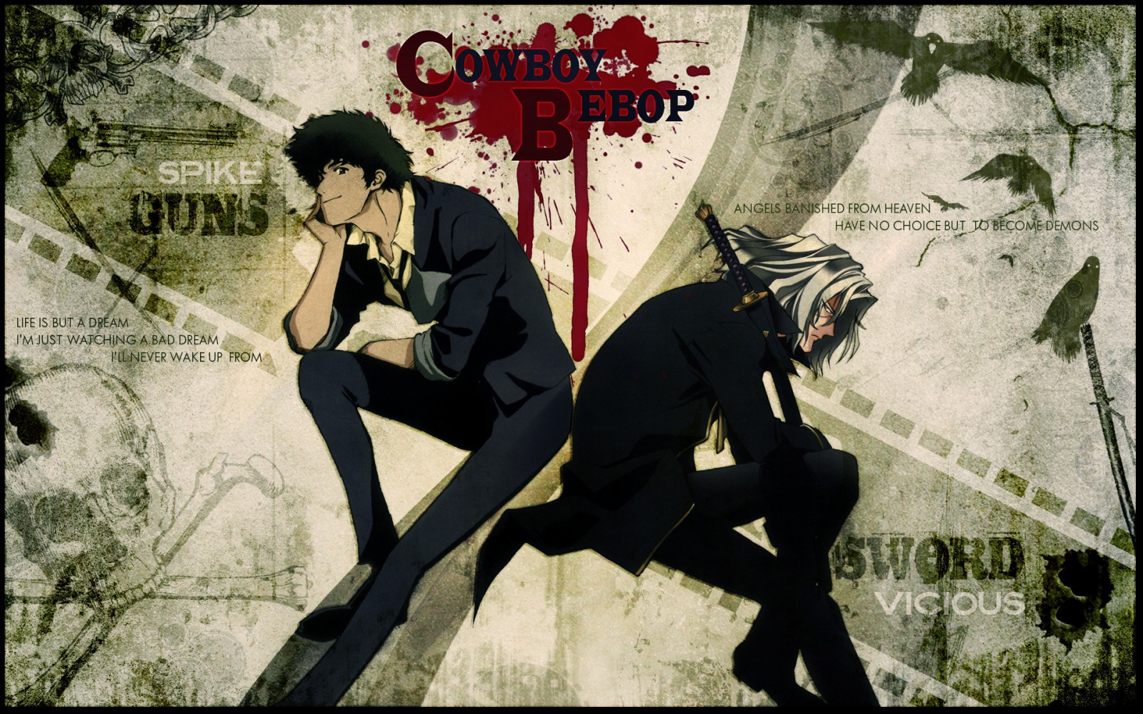 illustration, anime, tegneserier, Cowboy Bebop, Spike Spiegel, albumcover