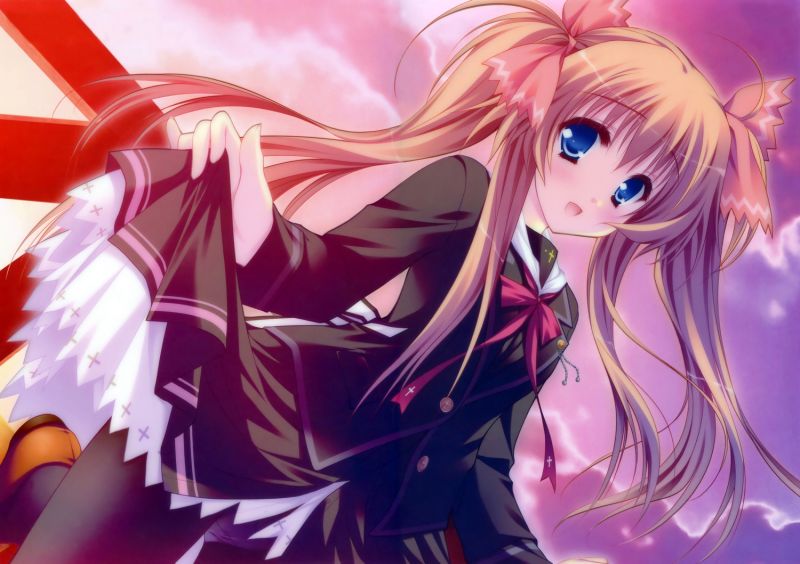 Moekibara Fumitake,flicka,klänning,solnedgång,lugg