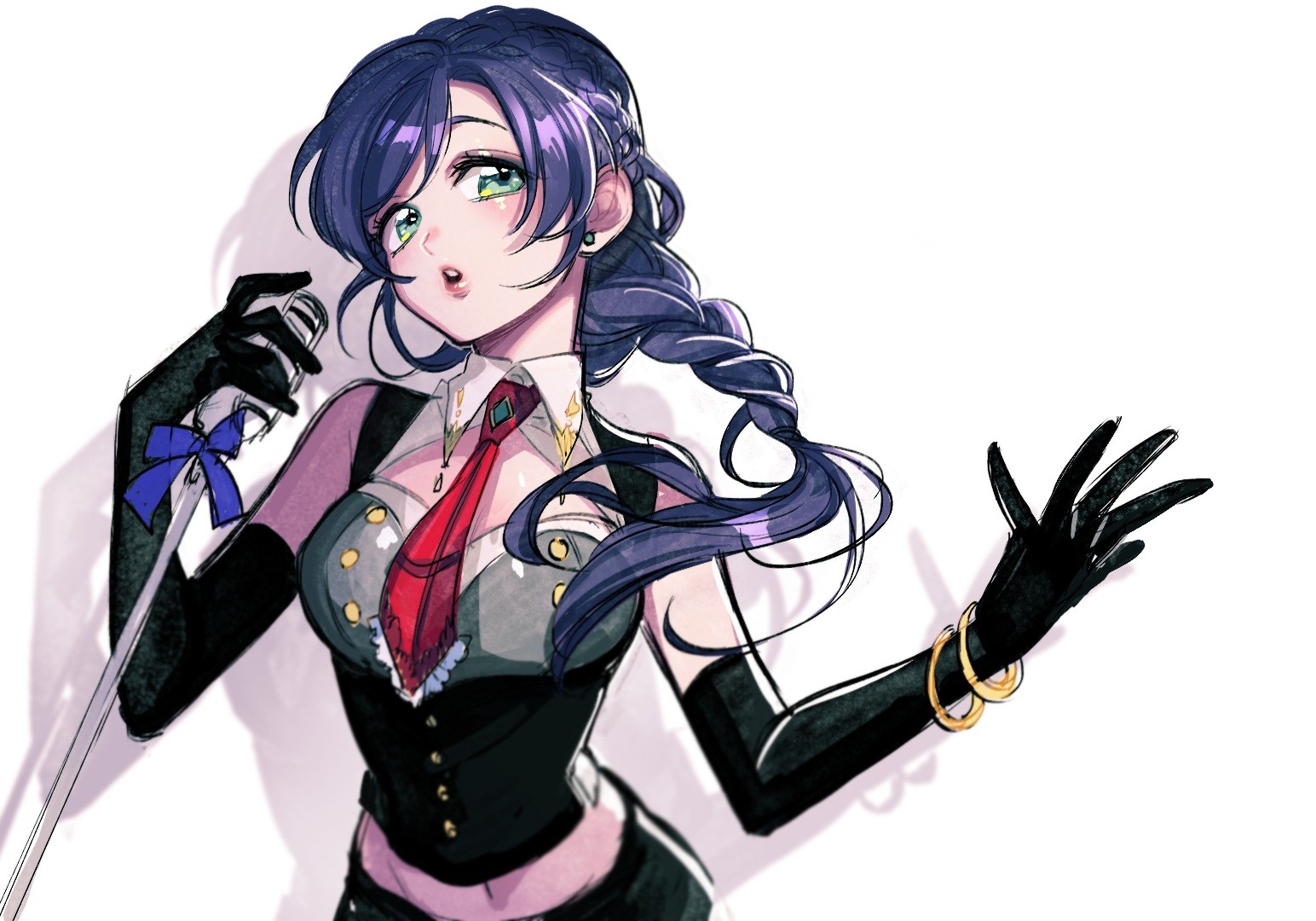 ilustrace, dlouhé vlasy, anime, anime dívky, zelené oči, Milovat život, kreslená pohádka, Toujou Nozomi, figurka, mangaka