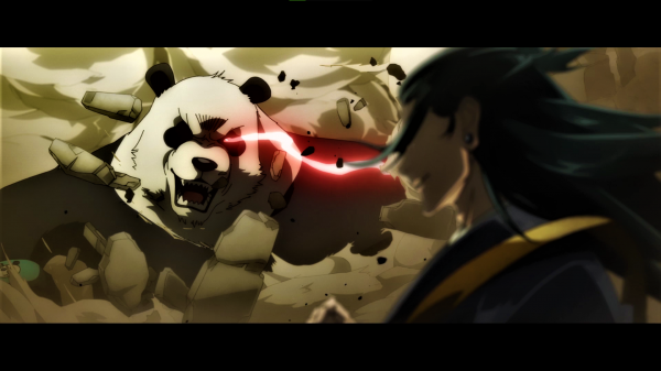 Jujutsu Kaisen,Suguru Geto,glowing eyes,panda,earring,angry